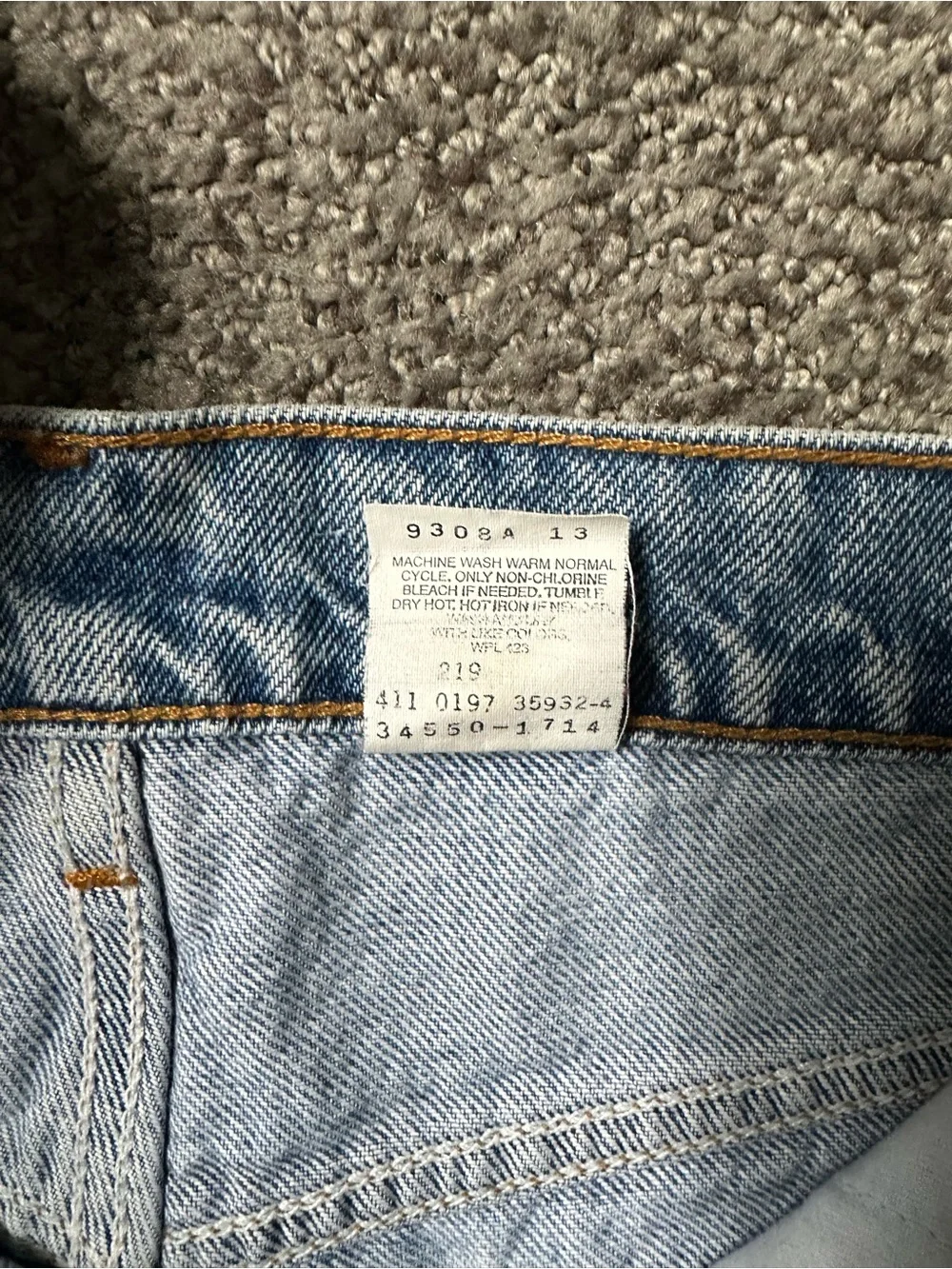 Levi's Vintage 550 Light Blue Denim Men's Shorts Orange Tab